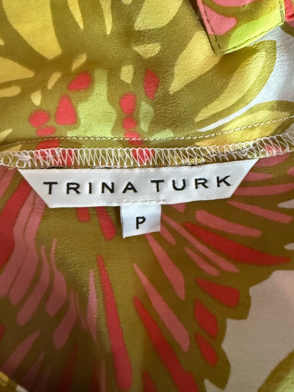 Trina Turk Retro Floral 100% Silk Halter Top - Picture 3 of 6